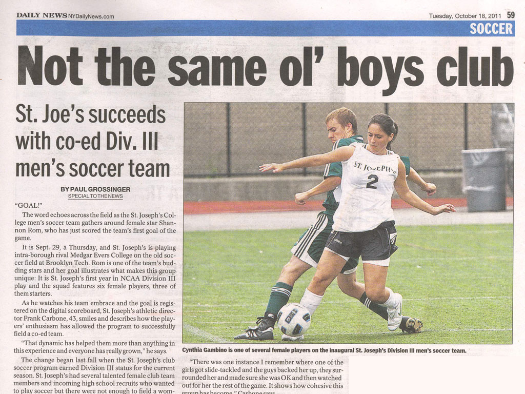 Soccer Team Featured in NY Daily News