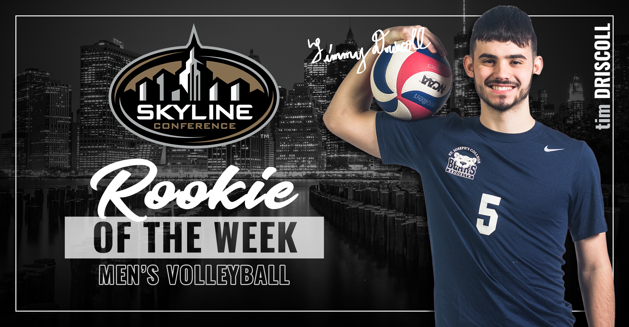 Driscoll Selected as Skyline Men's Volleyball Rookie of the Week