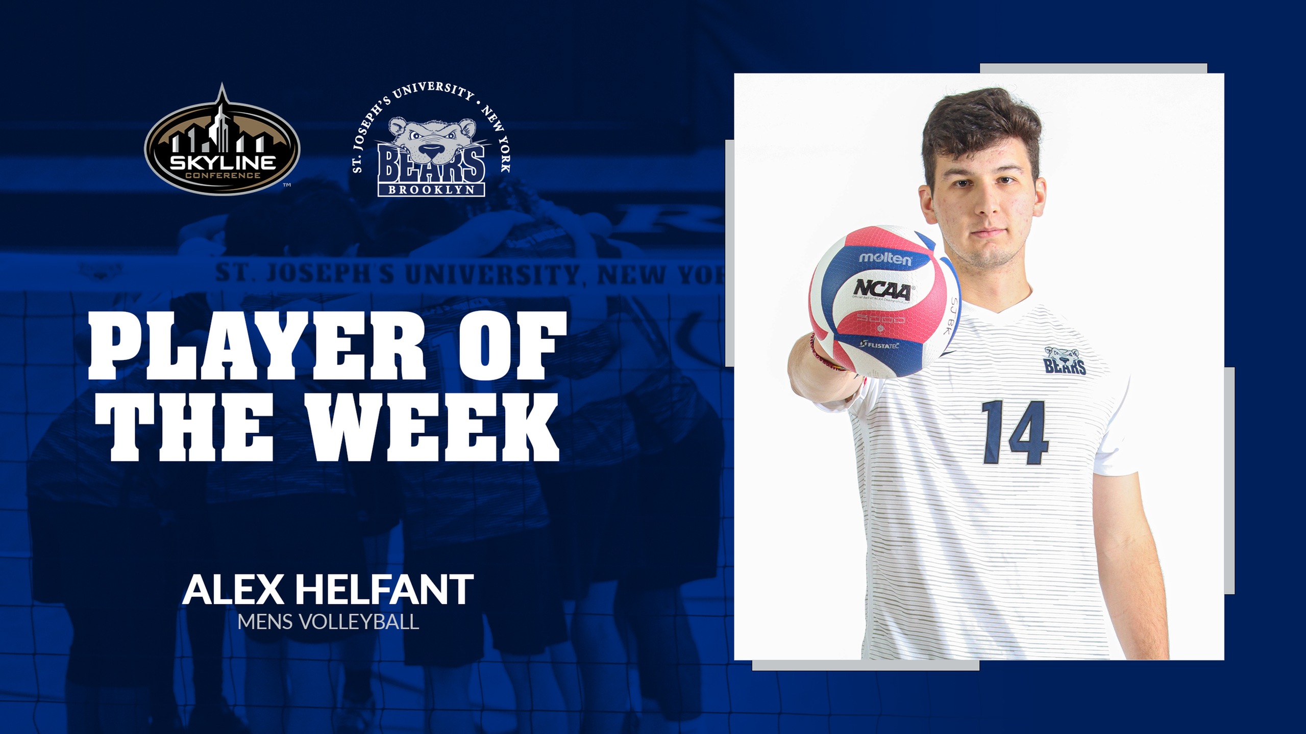 Helfant Collects First Skyline Men’s Volleyball Player of the Week Honor