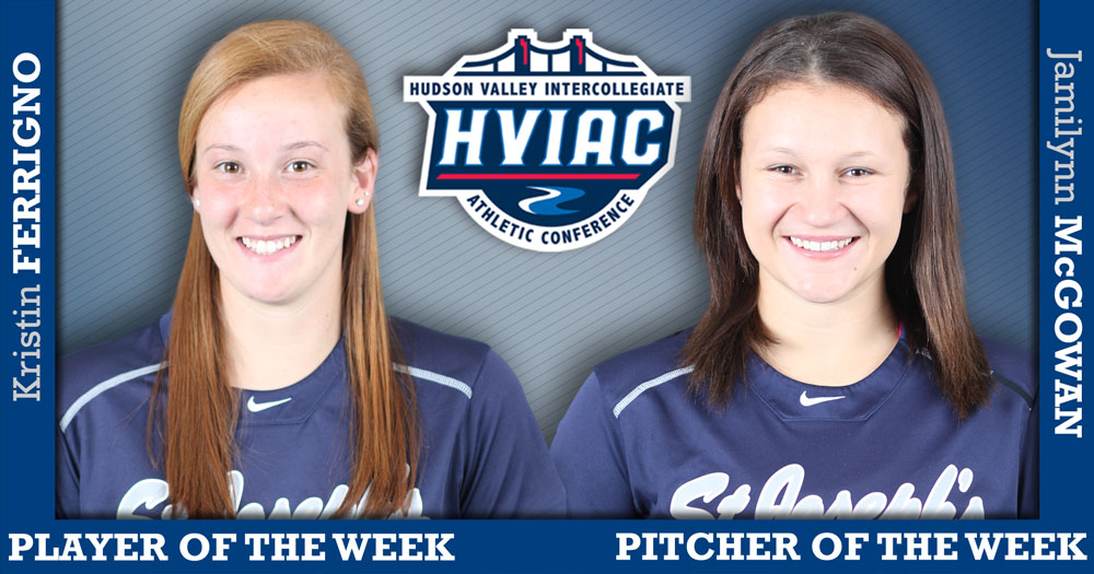 Ferrigno and McGowan Named HVIAC Softball Player and Pitcher of the Week