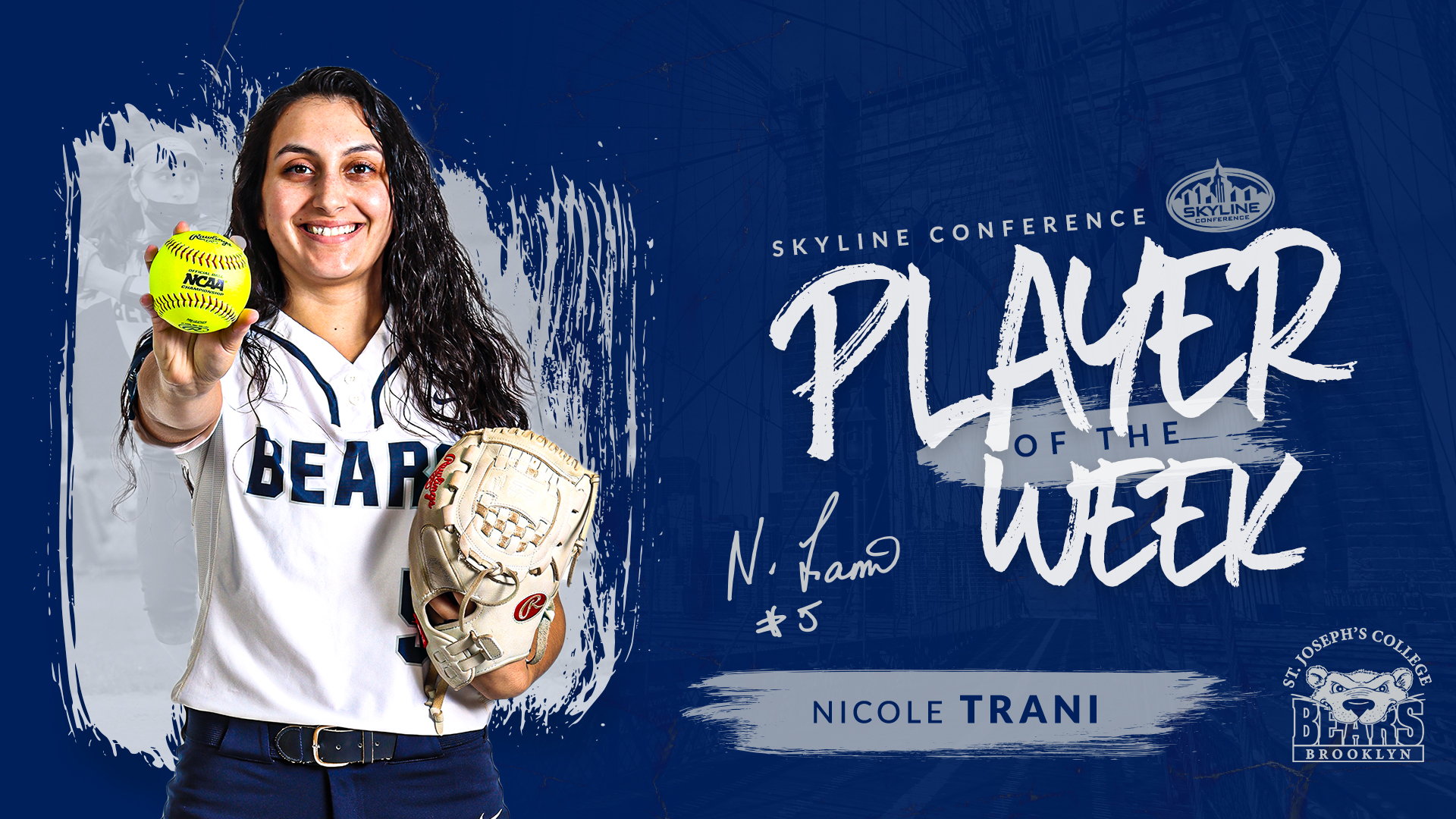 Trani Selected as Skyline Conference Softball Player of the Week