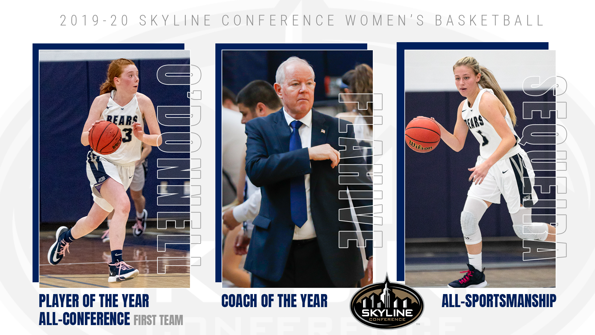 O’Donnell Headlines All-Skyline Women’s Basketball Team as Player of the Year; Flahive Picked Coach of the Year; Sequeira Lands on All-Sportsmanship
