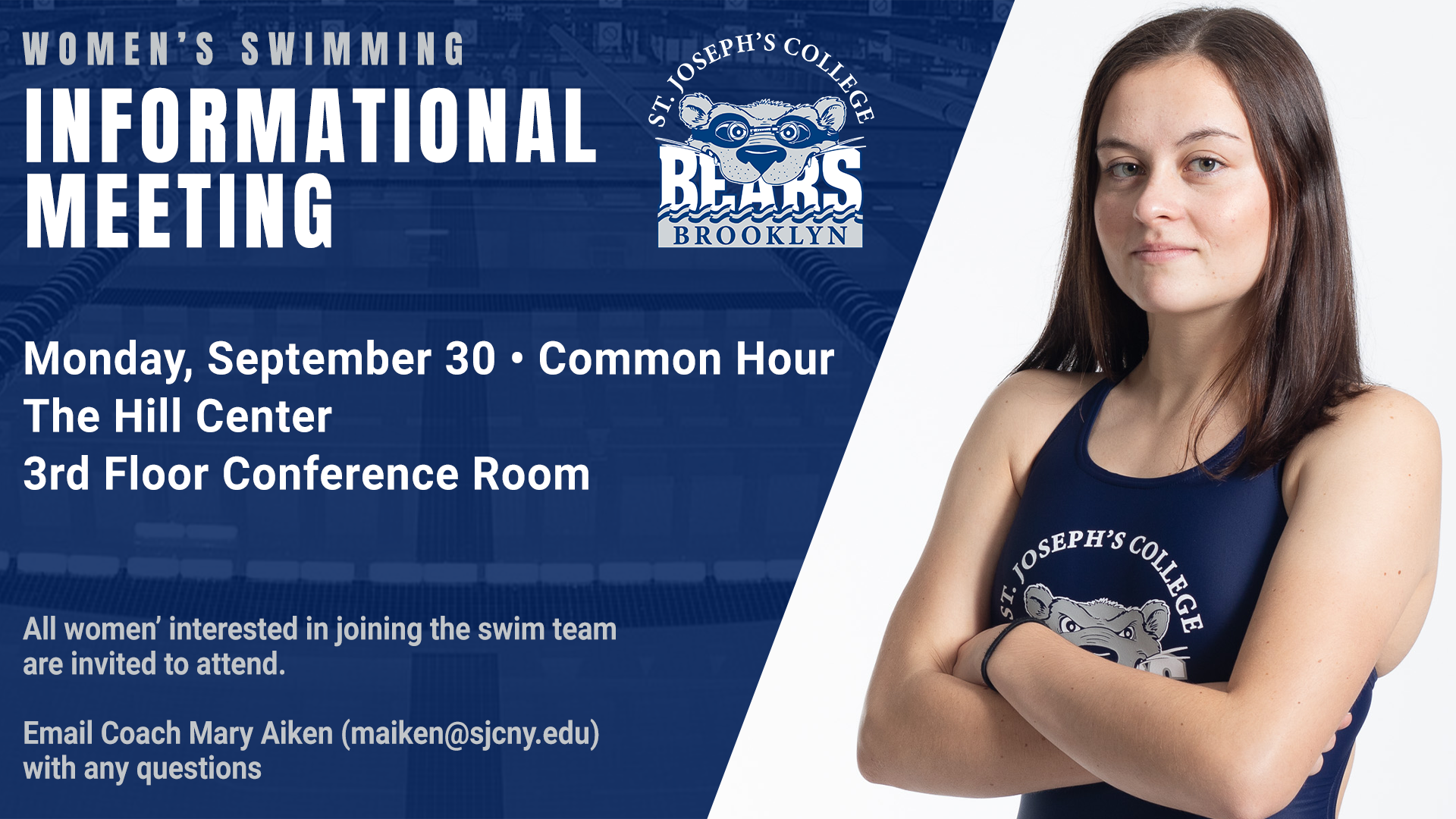 Women's Swimming Hosts Informational Meeting on Monday at Common Hour