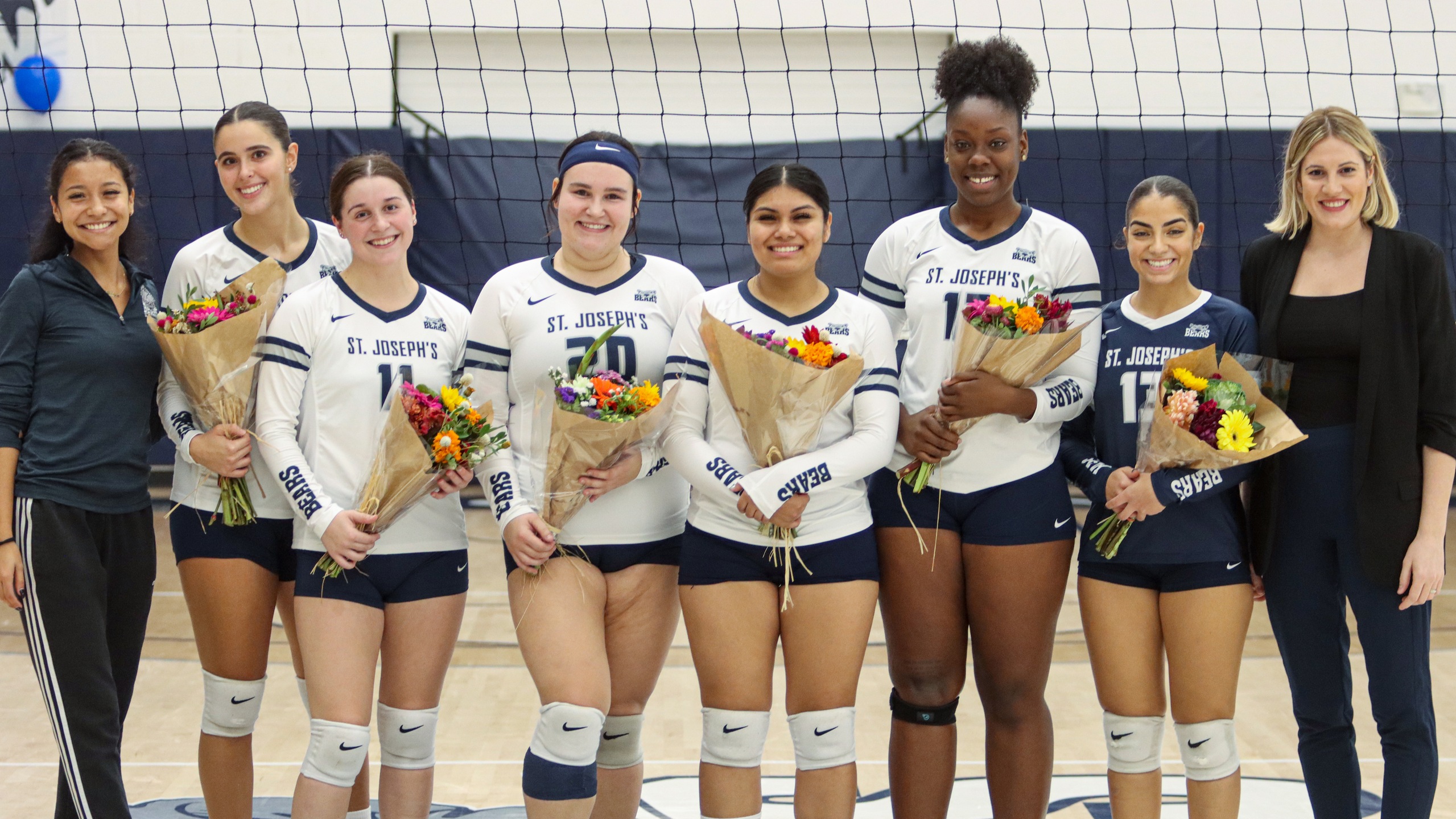 McGinty’s Nine Aces, Trio with Double-Double Not Enough for Women’s Volleyball in Back-and-Forth Senior Night Affair with St. Joseph’s (Long Island)